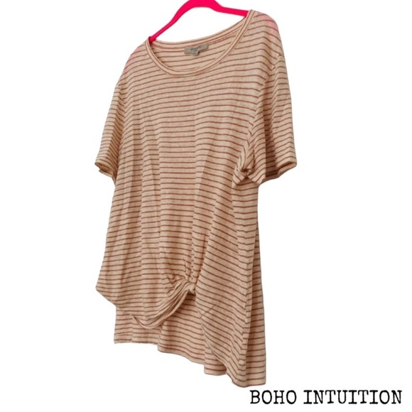 All Saints Large Striped Unique Detail Tee Top Shirt t-shirt - Picture 2 of 7